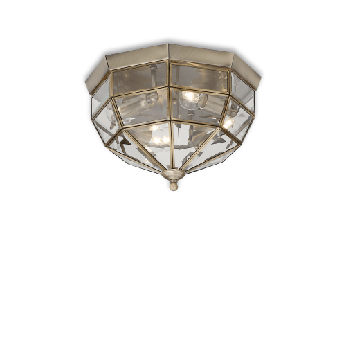 Plafon NORMA PL3 szklany z elementami w kolorze antycznego mosiądzu Ideallux