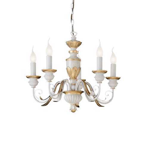 Lampa wisząca FIRENZE SP5 BIANCO ANTICO antycza biel 012865 Ideallux