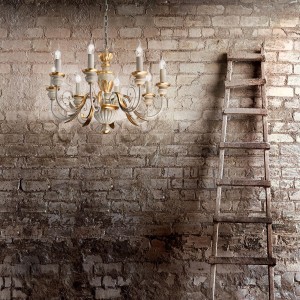 Lampa wisząca FIRENZE SP8 BIANCO ANTICO antycza biel 012872 Ideallux