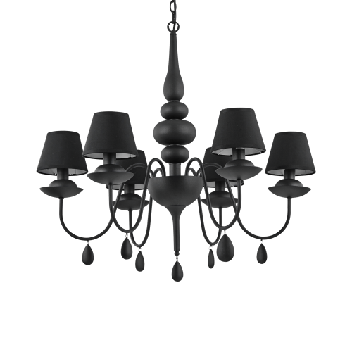 Lampa wisząca BLANCHE SP6 NERO czarna 111872 Ideallux