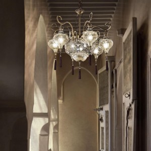 Lampa wisząca HAREM SP9 antyczny mosiądz 116006 Ideallux