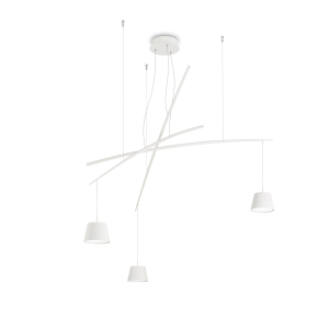 Lampa wisząca FISH SP3 BIANCO z białymi kloszami na pałąkach Ideallux