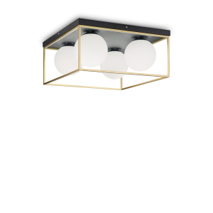 Lampa sufitowa LINGOTTO PL4 antyczny mosiądz/biały 198156 Ideallux