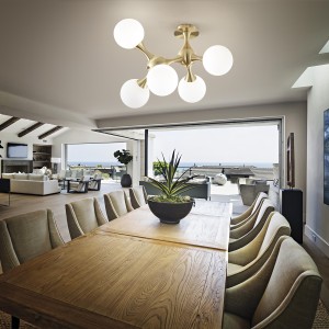 Lampa sufitowa NODI PL5 OTTONE SATINATO mosiądz 241050 Ideallux