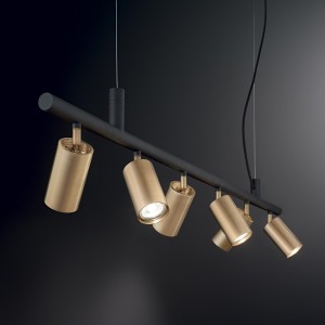 Lampa wisząca DYNAMITE SP6 OTTONE SATINATO mosiądz 244648 Ideallux