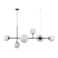 Lampa wisząca Vailante szklane, białe kule na czarnej listwie E27+E14 Italux