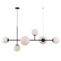Lampa wisząca Vailante szklane, białe kule na czarnej listwie E27+E14 Italux