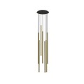 Lampa wisząca LASER SOLID BRASS VII na okrągłej rozecie z 7 mosiężnymi rurkami Nowodvorski