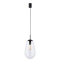 Lampa wisząca PEAR BLACK M z czarnym zawiesiem i szklanym kloszem w kształcie gruszki Nowodvorski