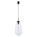 Lampa wisząca PEAR BLACK L z czarnym zawiesiem i szklanym kloszem w kształcie gruszki Nowodvorski