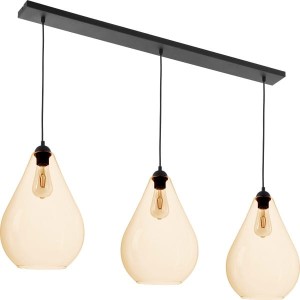 Lampa wisząca FUENTE na listwie z 3 kloszami w kształcie kropel z bursztynowego szkła TK Lighting