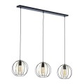 Lampa wisząca JAULA na listwie z trzam drucianymi, czarno-złotymi kloszami loft TK Lighting