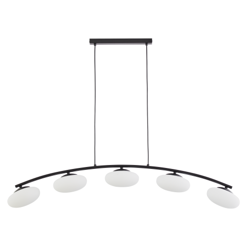 Lampa wisząca MARIKA z pięcioma kloszami na łukowej, czarnej listwie TK Lighting