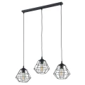 Lampa wisząca DIAMOND NEW BLACK z trzema drucianymi kloszami na listwie TK Lighting