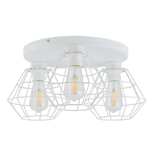 Lampa sufitowa DIAMOND NEW WHITE biała na okrągłej rozecie z trzema kloszami drucianymi TK Lighting