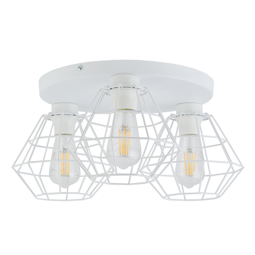 Lampa sufitowa DIAMOND NEW WHITE biała na okrągłej rozecie z trzema kloszami drucianymi TK Lighting