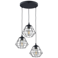 Lampa wisząca DIAMOND NEW BLACK z trzema czarnymi, drucianymi kloszami TK Lighting