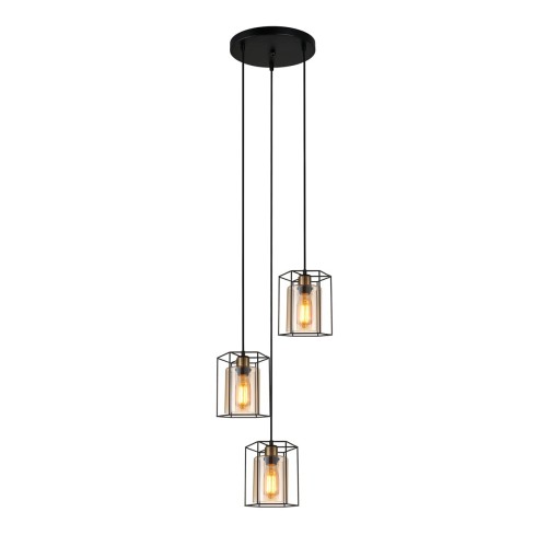 Lampa wisząca Kalula  PND-78901-3A-BK+AMB Italux