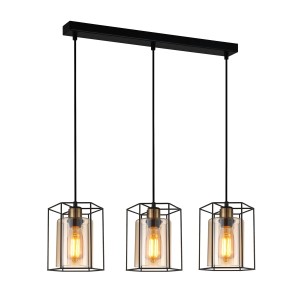 Lampa wisząca Kalula  PND-78901-3-BK+AMB Italux
