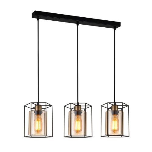 Lampa wisząca Kalula  PND-78901-3-BK+AMB Italux