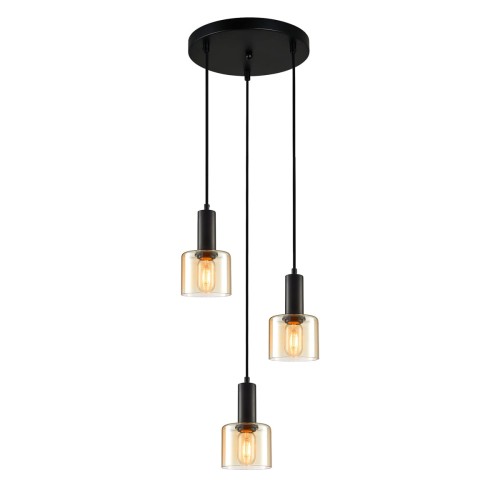 Lampa wisząca Santia  PND-65342-3A-BK+AMB Italux