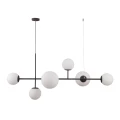 Lampa wisząca Vailante szklane, białe kule na czarnej listwie E27+E14 Italux
