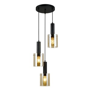 Lampa wisząca Sardo  PND-5581-3A-BK+AMB Italux