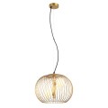 Lampa wisząca Clarisa druciany, złoty klosz zewnętrzny z 3 szklanymi kulami Italux
