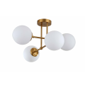 Lampa wisząca Roma 4 złota z okrągłymi kloszami z białego szkła Light Prestige
