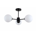 Lampa wisząca Roma 3 czarna z trzema białymi, szklanymi kloszami Light Prestige