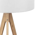 Lampa podłogowa TREVISO trójnożna drewniana z białym abażurem TK Lighting