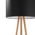 Lampa podłogowa TOKYO z czarnym kloszem na drewnianym trójnogu TK Lighting