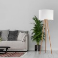 Lampa podłogowa TOKYO biała na drewnianym trójnogu TK Lighting