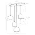 Lampa wisząca nowoczesna TEMPRE na prostokątnej rozecie z 5 kloszami o róznych kształtach w trzech kolorach TK Lighting