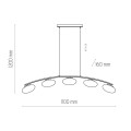 Lampa wisząca MARIKA z pięcioma kloszami na łukowej, czarnej listwie TK Lighting