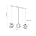 Lampa wisząca JAULA na listwie z trzam drucianymi, czarno-złotymi kloszami loft TK Lighting