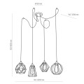 Lampa wisząca GALAXY 4PŁ pająk loft z 4 drucianymi czarnymi kloszami, dodatki w miedzianym kolorze TK Lighting