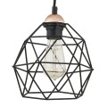 Lampa wisząca GALAXY 4PŁ pająk loft z 4 drucianymi czarnymi kloszami, dodatki w miedzianym kolorze TK Lighting