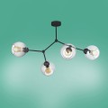 Lampa sufitowa FAIRY czarna z 4 grafitowymi, szklanymi kloszami TK Lighting