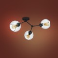 Lampa sufitowa FAIRY czarna industrialna z 3 szklanymi, grafitowymi kloszami TK Lighting