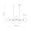 Lampa wisząca CELESTE na czarnej listwie z 5 białymi kloszami TK Lighting