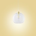 Lampa wisząca 1PŁ CUBUS szklana przezroczysta kula ze złotymi dodatkami TK Lighting
