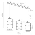 Lampa wisząca BOGART WHITE na podłużnej listwie z trzema perforowanymi kloszami TK Lighting