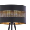 Lampa podłogowa TAGO BLACK czarno-złota z perforowanym kloszem TK Lighting