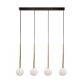 Lampa wisząca na listwie ALI z czterema szklanymi, białymi kulami Zuma Line