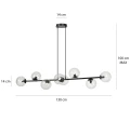 Lampa wisząca ROSSI 8 BL TRANSPARENT 874/8 EMIBIG